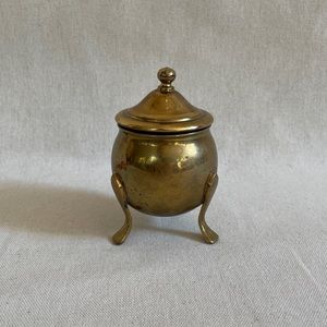 Vintage Footed Brass Lidded Container